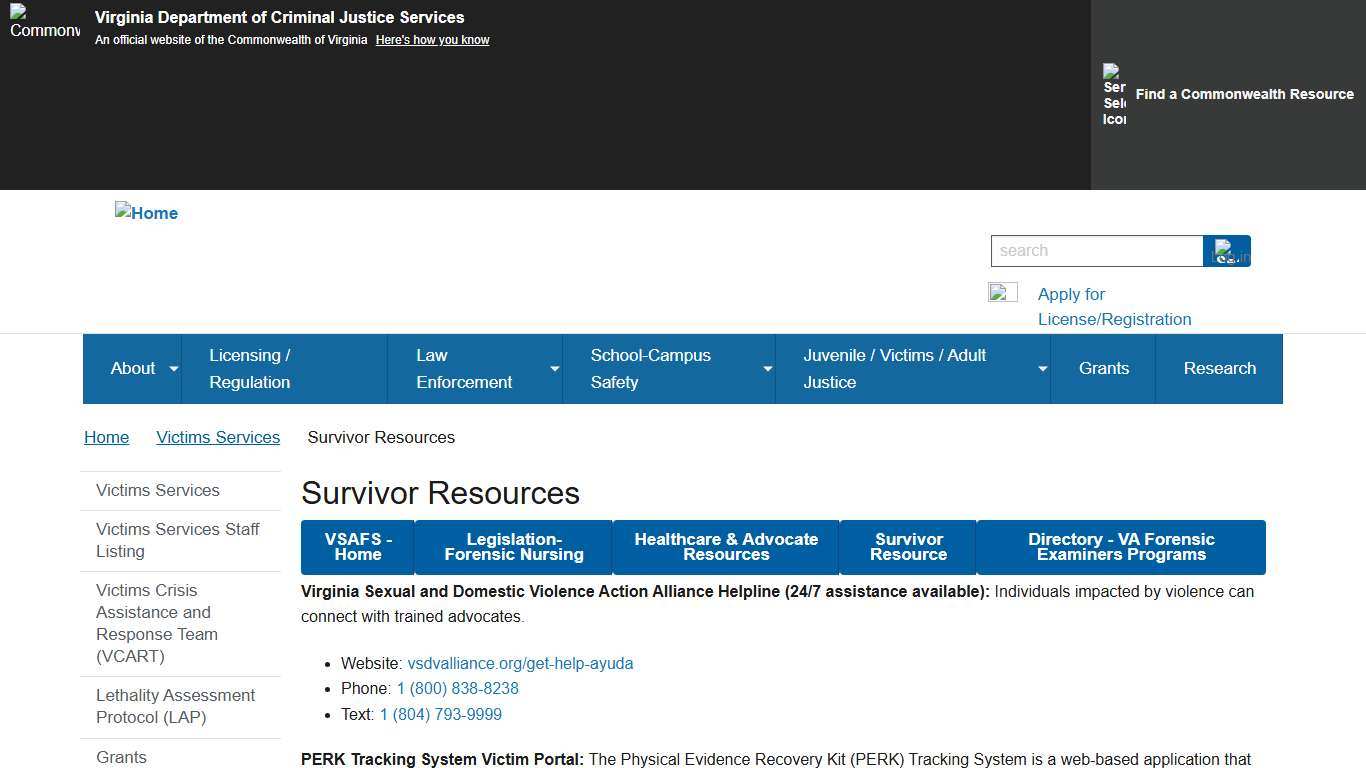 Survivor Resources | Virginia Department of Criminal Justice Services