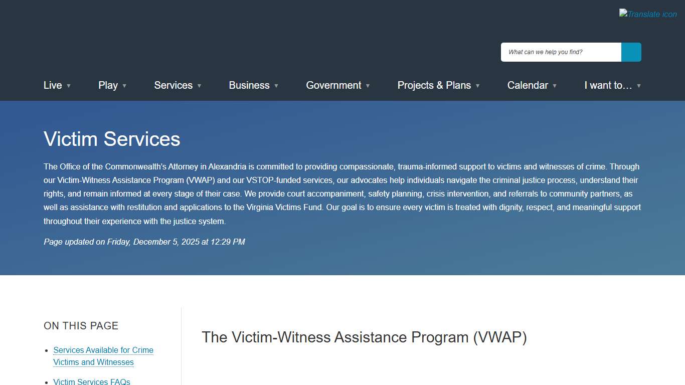 [Current] Victim Services | City of Alexandria, VA